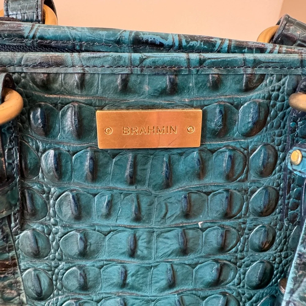 Brahmin Mini Asher in Azure Melbourne with Crocodile Embossed Leather - Picture 3 of 6